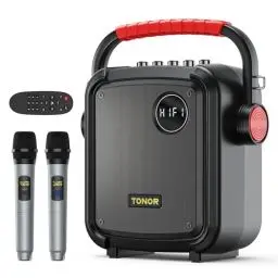 Produktbild: Bluetooth Lautsprecher tragbar TONOR Karaoke PartyBox mit 2 Mikrofon kabellos Karaoke Maschine Geang System mit drahtlosem Funkmikrofon unterstützt BT/TF/USB/AUX für Party/Draußen/Erwachsene/Kinder K7