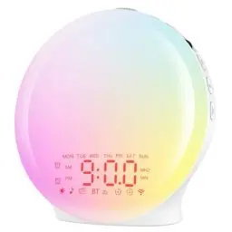 Produktbild: Bluetooth Lichtwecker,Tageslichtwecker, Wake Up Light mit Sonnenaufgang Sonnenuntergang Simulation,17 Farblicht,22 Schlafgeräusche,Snooze,zwei Alarme,UKW-Radio, für schwere Schläfer&Kinder