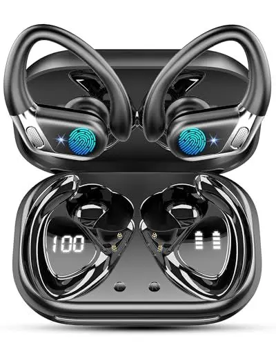 Produktbild: Bluetooth Sport-Kopfhörer, 50 Stunden Bluetooth 5.4 HiFi Stereo, kabellose Kopfhörer mit Geräuschunterdrückung, Bluetoth-Kopfhör Schnellladung USB-C, IP7 wasserdicht, Laufen, Fitnessstudio, Laufen