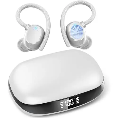 Produktbild: Bluetooth Sport Kopfhörer, IP7 Wasserdicht Bluetooth Kopfhörer In Ear mit 4 Mic, Kopfhörer Kabellos Bluetooth 5.3, Kopfhörer Kabellos mit CVC8.0 Mic mit Geräuschunterdrückung, mit LED-Anzeige USB-C