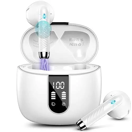Produktbild: Bluetooth Kopfhörer, In Ear Kopfhörer Kabellos Bluetooth 5.3 Kabellose Kopfhörer mit 4 Mic, Neue ENC Noise Cancelling Wireless Earbuds 48H Tiefer Bass, IP7 Wasserdicht Ohrhörer LED-Anzeige USB-C