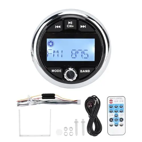 Produktbild: Bluetooth-Marine-Stereo-Receiver, DC 12 V Marine-Stereo-Receiver Bluetooth MP3-Player, Digital Media Audio Music Receiver für Yacht RV Engineering Vehicle Ship