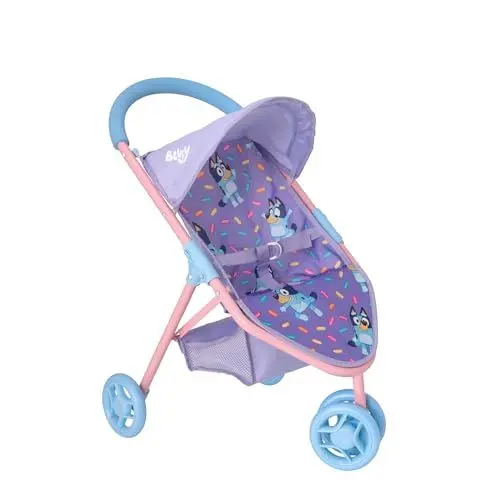 Produktbild: Bluey Jogger Puppen Kinderwagen | Spielzeugpuppen Buggy | Baby Doll Kinderwagen | Kinder Puppe Kinderwagen Spielzeug Easy Fold Kinderwagen | Rollenspiel Puppen Kinderwagen | Verstellbares Verdeck, sch