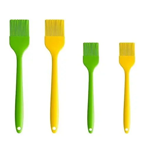 Produktbild: BLUGUL 4 Stück Silikon Backpinsel, Hitzebeständigem, Silikonpinsel für BBQ, Grill, Backen, Kochen, Groß und Klein (GN+YL)