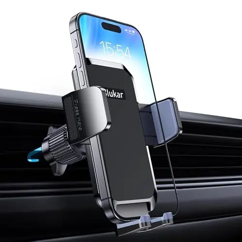 Produktbild: Blukar Handyhalterung Auto, Handyhalter für Autos Lüftung mit Upgraded Stabilere Version & EIN-Knopf-Release, 360° Drehbar KFZ Autohalterung für iPhone, Galaxy und Andere Android Smartphone