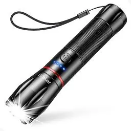 Produktbild: Blukar LED Taschenlampe Aufladbar, 2000 Lumen Extrem Helle Zoombares Taschenlampen mit 5 Lichtmodi und Langer Betriebsdauer, IPX6 Wasserdichte Handlampe für Camping, Wandern, Angeln, Outdoor, Notfäll
