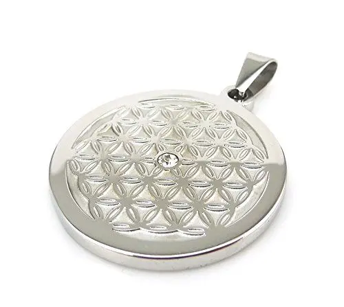Produktbild: Blume des Lebens Magnet Kettenanhänger Flower of Life mit Swarovski Eiskristall Energetix 4you 2792 handgearbeitete Unikate inkl. Kette