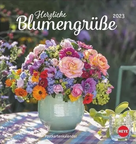Produktbild: Blumengrüße Postkartenkalender 2023. Kleiner Kalender mit 53 traumhaften Fotos von Blumensträußen und Blüten zum Aufstellen oder Aufhängen. Blumen-Kalender 2023 mit Postkarten.