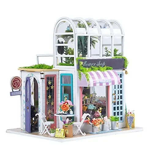 Produktbild: Blumenladen Modell, Holz DIY Playful Dollhouse Kit mit LED-Licht für Jungen für Mädchen für Spielhaus