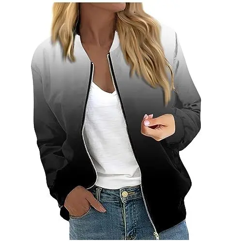 Produktbild: Blumenmuster Jacket Damen Jacke Damen Beige Damen Übergangsjacke Modern Damen Lederjacke Schwarz Sportlich, Elegante Jacke Damen Jacke Schwarz Übergang Übergangsjacke Damen Grün Sommermantel