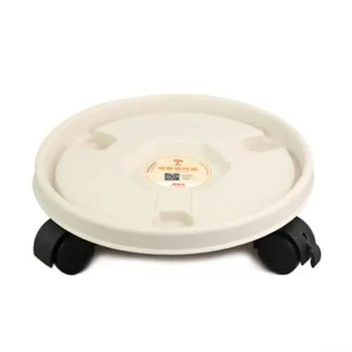Produktbild: Blumentopf-Boden, runder Topfpflanzenständer auf Rädern, Pflanzenroller, beweglicher Blumentopf, abnehmbare Pflanzenpalette mit Lenkrollen (weiß)