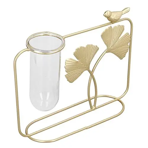 Produktbild: Blumenvasen mit Ginkgo Metallrahmen Ständer Glasvase Blumenvase Deko Vase Pflanze Hydroponische Vase Moderner Kreativer Blumentopf für Zuhause Büro Garten Deko