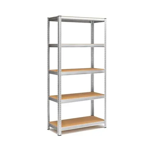Produktbild: Blumixx Schwerlastregal mit 5 Böden – Getränkekistenregal, Kellerregal, Lagerregal, Metallregal, Standregal, Regal - 180 x 90 x 40 cm - Tragkraft pro Boden 175 kg - Aus 4 mm starkem MDF Holz