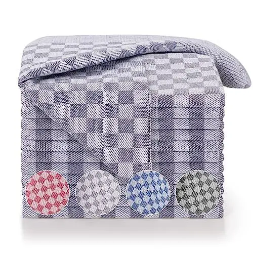 Produktbild: Blumtal Geschirrtücher Baumwolle 50x70 cm im 5er Set - Oeko-TEX zertifizierte Küchentücher - extrem saugstarke Geschirrhandtücher - Kitchen Towels waschbar bis 95 °C - Geschirrtücher Grau-Weiß Karo