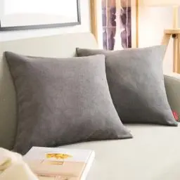 Produktbild: Blumtal 2er Set Kissenbezug 50x50 anthrazit - kuschelige Chenille Kissenbezüge mit verstecktem Reißverschluss, Oekotex Zertifizierte Kissenhülle für Deko-Kissen Sofakissen Polster & Zierkissen
