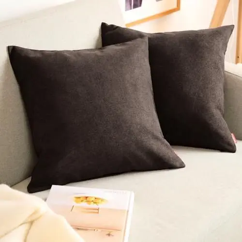 Produktbild: Blumtal 2er Set Kissenbezug 40x60 braun - kuschelige Chenille Kissenbezüge mit verstecktem Reißverschluss, Oekotex Zertifizierte Kissenhülle für Deko-Kissen Sofakissen Polster & Zierkissen