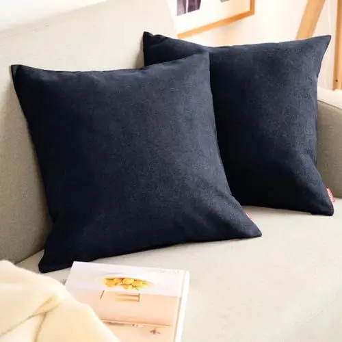 Produktbild: Blumtal 2er Set Kissenbezug 50x50 dunkelblau - kuschelige Chenille Kissenbezüge mit verstecktem Reißverschluss, Oekotex Zertifizierte Kissenhülle für Deko-Kissen Sofakissen Polster & Zierkissen
