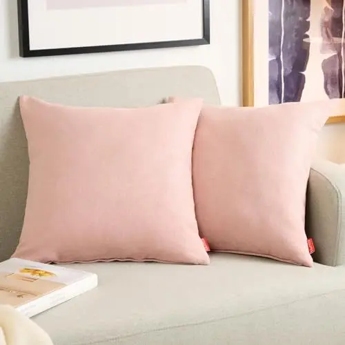 Produktbild: Blumtal 2er Set Kissenbezug 40x40 rosa - kuschelige Chenille Kissenbezüge mit verstecktem Reißverschluss, Oekotex Zertifizierte Kissenhülle für Deko-Kissen Sofakissen Polster & Zierkissen