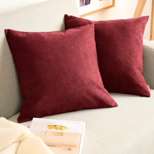 Produktbild: Blumtal 2er Set Kissenbezug 60x60 rot - kuschelige Chenille Kissenbezüge mit verstecktem Reißverschluss, Oekotex Zertifizierte Kissenhülle für Deko-Kissen Sofakissen Polster & Zierkissen