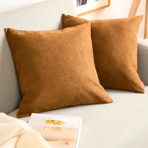 Produktbild: Blumtal 2er Set Kissenbezug 50x50 Gold - kuschelige Chenille Kissenbezüge mit verstecktem Reißverschluss, Oekotex Zertifizierte Kissenhülle für Deko-Kissen Sofakissen Polster & Zierkissen