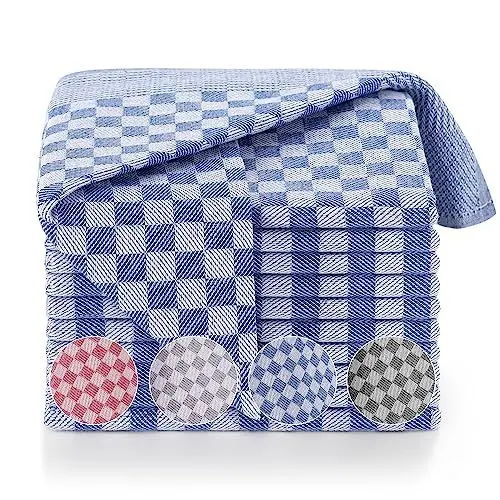 Produktbild: Blumtal 5er Set Premium Geschirrtücher - Hochwertige Geschirrhandtücher, 100% Baumwolle, Oeko-TEX® Zertifiziert, blau kariert, 50x70cm