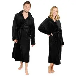 Produktbild: Blumtal Bademantel Damen & Herren in M - OEKO-TEX zert. Morgenmantel Herren Kapuze - Bademäntel für Damen extra saugstark - Bademantel Sauna - Bademantel mit Kapuze Herren - Bathrobe Schwarz