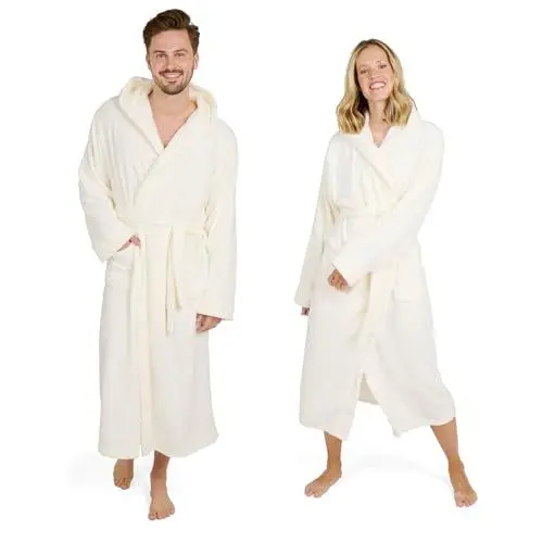 Produktbild: Blumtal Bademantel Damen & Herren in M - OEKO-TEX zert. Morgenmantel Herren Kapuze - Bademantel Herren extra saugstark - Herren Bademantel - Bademantel extra weich Herren in in Weiß