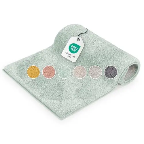 Produktbild: Blumtal Badematte 50x80 cm Hochflor Chenille - Oeko-TEX zertifizierter Badteppich - Badematten & Badteppiche - Duschvorleger - Badvorleger rutschfest - Badläufer - Badmatten - Badmatte in Opal Blau