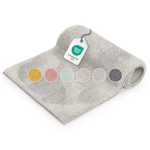 Produktbild: Blumtal Badematte 50x80 cm Hochflor - Oeko-TEX zertifizierter Badteppich - Badematten & Badteppiche - Duschvorleger - Badvorleger rutschfest waschbar -Badezimmerteppich rutschfest - Badematte Grau