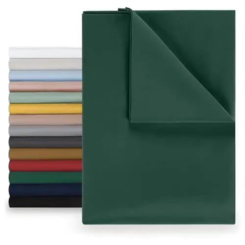Produktbild: Blumtal® Basic Betttuch 180x275 cm - Bettlaken ohne Gummi - Oeko-TEX zertifiziertes Betttuch ohne Gummi - Leintuch aus gebürstetem Microfaser-Gewebe - Bettlaken ohne Gummizug 180x275cm in Dunkelgrün