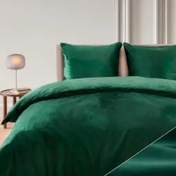 Produktbild: Blumtal Bettwäsche 135x200 cm Cashmere-Touch Plüsch - Oeko-TEX zertifizierte Bettwäsche 135x200 Winter + Kissenbezug 80x80 - Winterbettwäsche 135x200 Mikrofaser - Flanell Bettwäsche 135 x 200 Grün