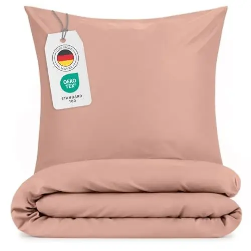Produktbild: Blumtal Bettwäsche 155x220 cm & Sommer+2 Kissenbezüge 40x80 cm - Sommer aus atmungsaktivem Mikrofaser - Oeko-TEX zertifizierte Bettwäsche-3teilig - Rose