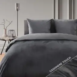 Produktbild: Blumtal Bettwäsche 200x200 cm Cashmere-Touch Plüsch - Oeko-TEX zertifizierte Bettwäsche 200x200 Plüsch + Kissenbezug 80x80 2X - Bettwäsche 200x200 Winter Mikrofaser - Bettwäsche flauschig Anthrazit
