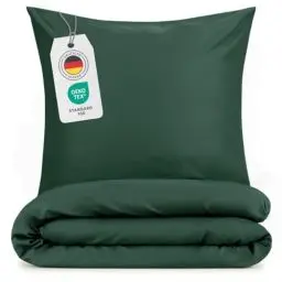 Produktbild: Blumtal Bettwäsche 220x240 cm + 2X Kissenbezug 40x80 cm - Oeko-TEX zertifizierte Mikrofaser Bettwäsche 240x220 - Bettbezug 220x240 cm - Bett Bezug - 220x240 Bettwäsche Set - Bettwäsche Dunkelgrün