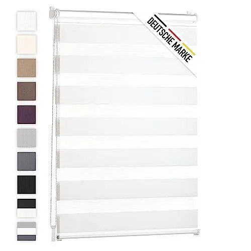 Produktbild: Blumtal 2er-Set Doppelrollo 90 x 155-195cm - Klemmfix Rollo, Rollos für Fenster ohne Bohren, Klemmrollo für Fenster & Türen, Seitenzugrollo, Weiß