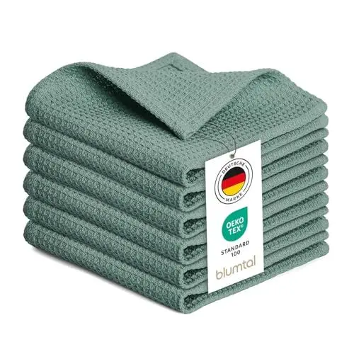 Produktbild: Blumtal® Geschirrtücher 30x30 cm im 10er Set - Geschirrtücher Baumwolle 100% - Küchentücher bei 60 °C waschbar - Abtrockentücher Küche/Wischlappen Küche - Küchentücher Baumwolle - Geschirrtücher grün