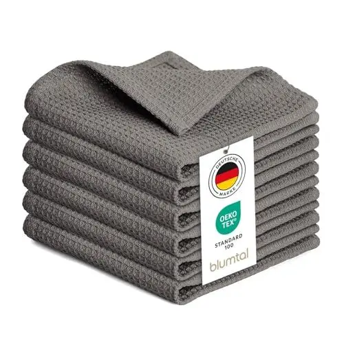 Produktbild: Blumtal® Geschirrtücher 30x30 cm - 10er Set aus 100% Baumwolle - Waschbar bei 60 °C - Grau