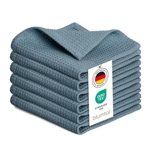 Produktbild: Blumtal® Geschirrtücher 30x30 cm im 10er Set - Geschirrtücher Baumwolle 100% - Küchentücher bei 60 °C waschbar - Trockentücher Küche - Spüllappen Baumwolle - Spültuch - Geschirrhandtuch in blau