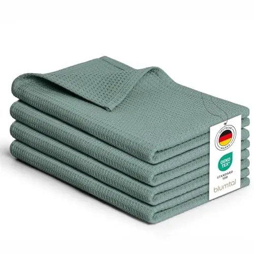 Produktbild: Blumtal® Geschirrtücher 50x70 cm im 4er Set - Geschirrtücher Baumwolle 100% - Küchentücher bei 60 °C waschbar - Waffeltuch - Spül- & Geschirrtücher - Putzlappen Baumwolle - Geschirrhandtuch in grün