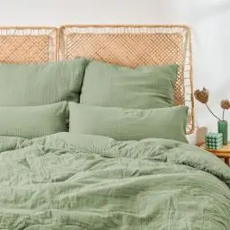 Produktbild: Blumtal Musselin Bettwäsche Kinder 135x100 cm + 40x60 cm - Oeko-TEX zert. Bettwäsche Musselin aus 100% Baumwolle - weiches Kinder Bettwäsche-Set waschbar bei 40 °C - Sommerbettwäsche Kinder Grün