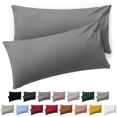 Produktbild: Blumtal Kissenbezug 40 x 80 cm im 2er Set weich - Oeko-TEX zert. Mikrofaser Kopfkissenbezug 40x80 cm - Kissenhülle 40x80 cm - 80x40 40x80cm Kissenbezug - Kissenbezug 80 x 40 cm Grau