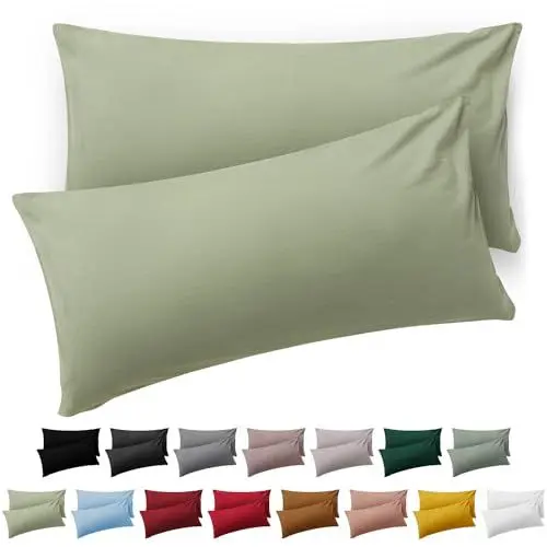 Produktbild: Blumtal Kissenbezug 40 x 80 cm im 2er Set weich - Oeko-TEX zert. Mikrofaser Kopfkissenbezug 40x80 cm - Kissenbezüge 40x80-40x80 cm Kopfkissenbezug waschbar - Kissen 40x80 Bezug Hellgrün