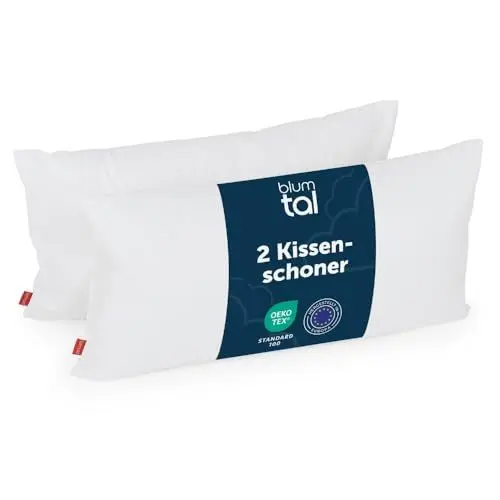 Produktbild: Blumtal Kissenschoner 50x50 cm 2er Set - Oeko-TEX zert. Kissenbezug 50x50 cm - wasserdichter Kopfkissenbezug 50x50 cm - Kissenbezüge 50x50 mit Reißverschluss - Kissenbezug 50 x 50 cm Fleckenschutz