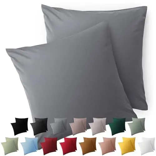 Produktbild: Blumtal Kissenbezug 50 x 50 cm im 2er Set weich - Oeko-TEX zert. Mikrofaser Kopfkissenbezug 50x50 cm - Kissenhülle 50x50 cm - 50x50 Kopfkissenbezug waschbar - Kissenbezug 50 x 50 cm Grau