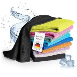 Produktbild: Blumtal Kühlhandtuch - kühlendes Handtuch als Sporthandtuch - Mikrofaserhandtuch mit Kühlfunktion - Fitness Handtuch 100x30 cm - Kühltuch Cool Towel mit Tasche - Fitnesshandtuch/Gym Towel in Schwarz
