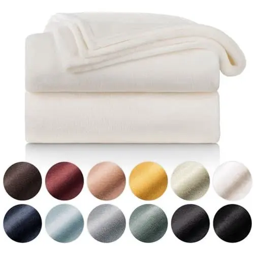 Produktbild: Blumtal Fleecedecke, 150 x 200 cm, weiß, Oeko-TEX®-Zertifiziert, Sofadecke, Cocooning – Fleecedecke dick, flauschig, weich und warm – hohe Qualität
