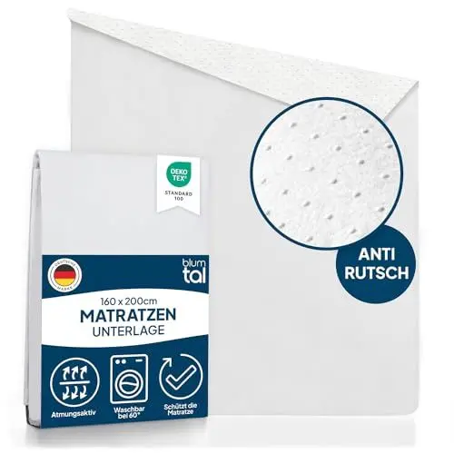 Produktbild: Blumtal® Lattenrost Auflage 160x200 cm - Oeko-TEX zertifizierter Lattenrost Matratzenschoner - Matratzenunterlage 160x200 cm + Anti-Rutsch-Schicht - Lattenrostschoner 160x200 cm - Lattenrost Schoner