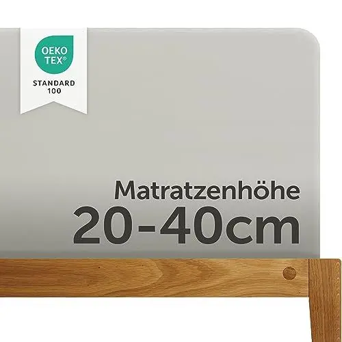 Produktbild: Blumtal Luxus Boxspringbett Spannbettlaken 180x200cm - 200x220, bis 40cm Höhe - Oeko-Tex Zertifizierte Baumwoll Bettlaken - 180x200 I 180x220 I 200x200 für Boxspring- & Wasserbett, Moonlight Grey