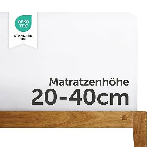 Produktbild: Blumtal Luxus Boxspringbett Spannbettlaken 180x200cm - 200x220, bis 40cm Höhe - Oeko-Tex Zertifizierte Baumwoll Bettlaken - 180x200 I 180x220 I 200x200 für Boxspring- & Wasserbett, Weiss