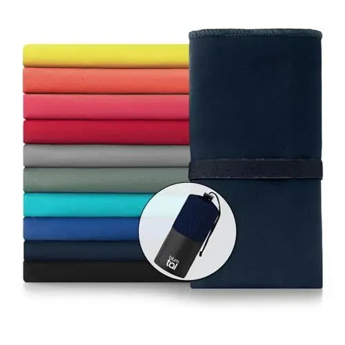 Produktbild: Blumtal Mikrofaser Handtuch 80x40 cm im 2er Set - Sporthandtuch aus schnelltrockneder Mikrofaser - Fitness Handtuch Sport - Mikrofaser Handtücher - Handtuch Fitnessstudio - Reisehandtuch Dunkelblau
